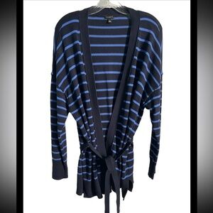 Talbots Women’s Cardigan Sweater Pima Cotton Blue Striped WORN ONCE SZ  large